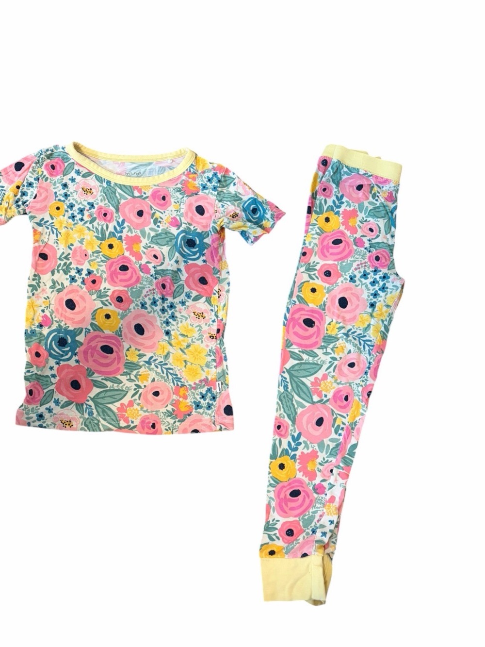 Little Sleepies Secret Garden Pajamas Floral Pink and Yellow Pajama Set